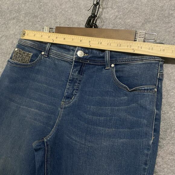 Chicos So Slimming Ankle Jeans Sz 1.5R US 14R Blue Embellished Leopard -SEE NOTE - Picture 8 of 9